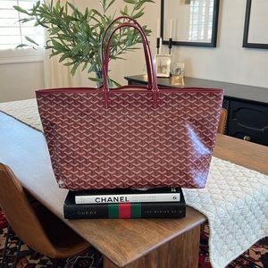 Maroon Patterned Leather Tote Bag